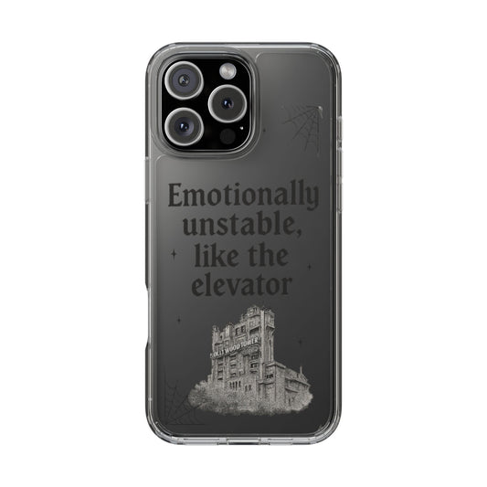 "Emotionally Unstable, Like the Elevator" - Clear Phone Case Tower of Terror Inspired Case
